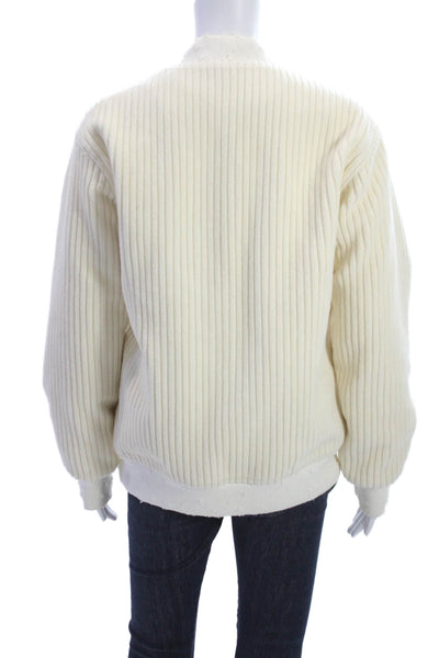 IRO Jeans Womens Bomber Jacket Ivory Wool Blend Zip Size 36