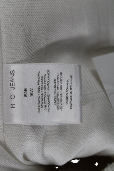 IRO Jeans Womens Bomber Jacket Ivory Wool Blend Zip Size 36