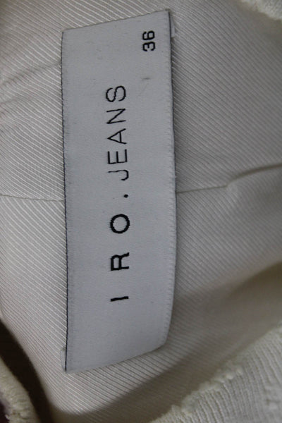 IRO Jeans Womens Bomber Jacket Ivory Wool Blend Zip Size 36