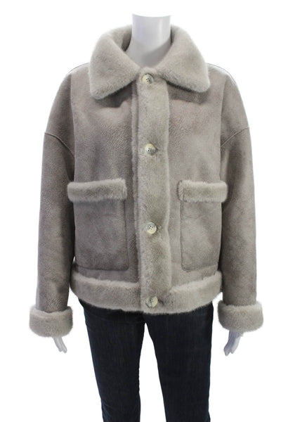 Repeat Luxury Womens Basic Jacket Gray Button Polyester Long Sleeve Size XS