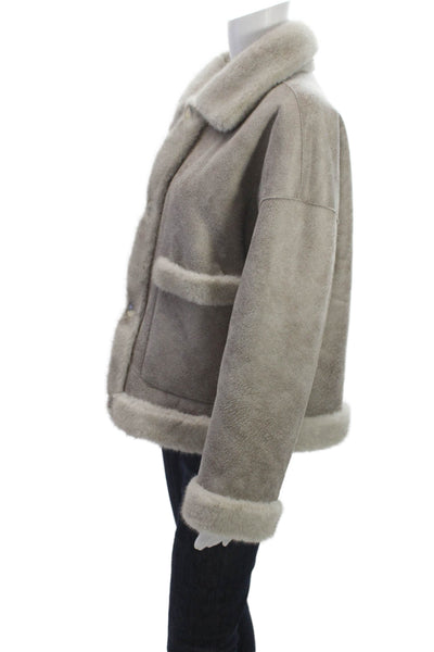 Repeat Luxury Womens Basic Jacket Gray Button Polyester Long Sleeve Size XS