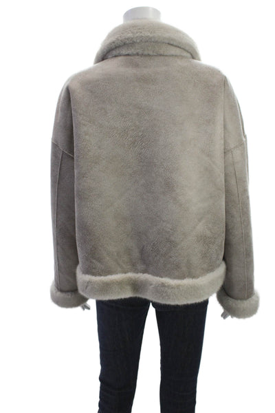 Repeat Luxury Womens Basic Jacket Gray Button Polyester Long Sleeve Size XS