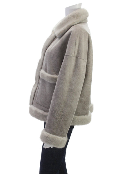 Repeat Luxury Women Basic Jacket Gray Button Long Sleeve Polyester Size 42
