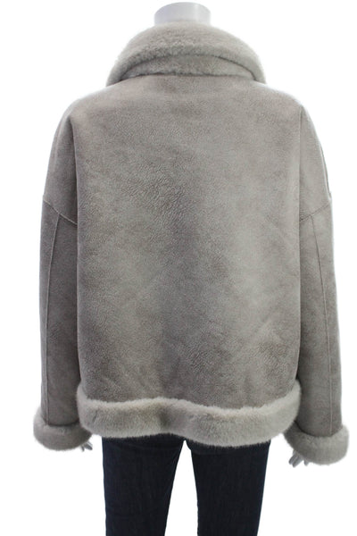 Repeat Luxury Women Basic Jacket Gray Button Long Sleeve Polyester Size 42