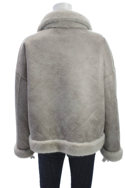 Repeat Luxury Womens Basic Polyester Jacket Gray Button Long Sleeve Size 44