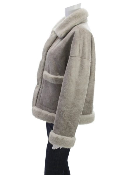 Repeat Luxury Women Basic Jacket Gray Button Polyester Size 40