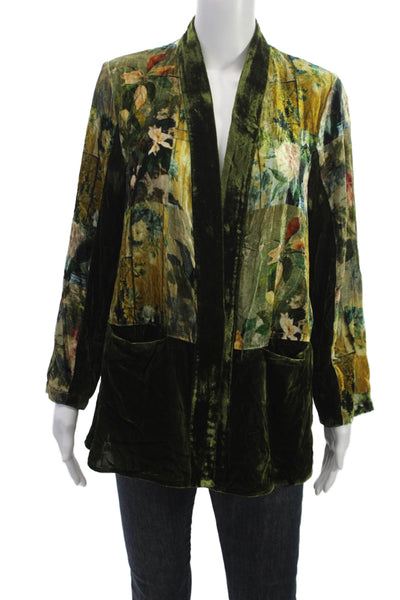 Aris A. Womens Kimono Jacket Floral Multicolor Collared Long Sleeve Size M