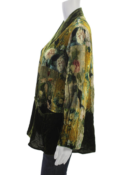 Aris A. Womens Kimono Jacket Floral Multicolor Collared Long Sleeve Size M