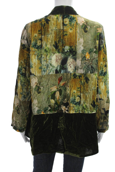 Aris A. Womens Kimono Jacket Floral Multicolor Collared Long Sleeve Size M