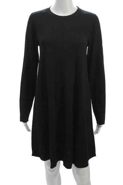 Repeat Women Sweater Dress Black 100% Wool Crew Neck Long Sleeve Size XS