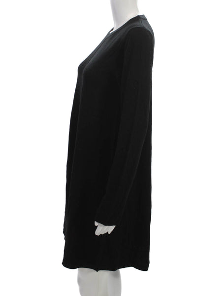 Repeat Women Sweater Dress Short Black 100% Wool Long Sleeve Crew Neck Size S