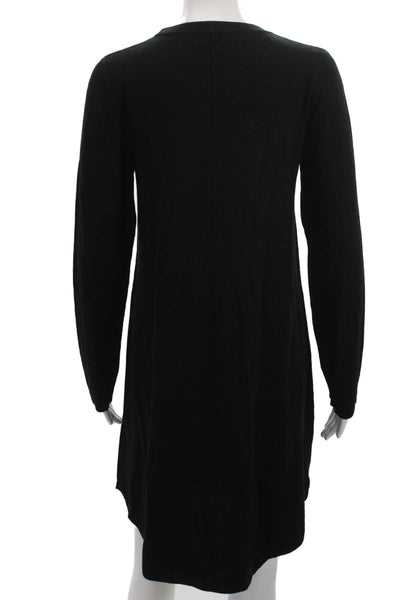 Repeat Women Sweater Dress Short Black 100% Wool Long Sleeve Crew Neck Size S
