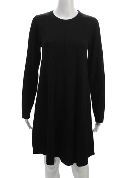 Repeat Womens Sweater Dress Black 100% Merino Crew Neck Long Sleeve Size XL