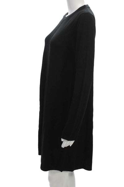 Repeat Womens Sweater Dress Black 100% Merino Crew Neck Long Sleeve Size XL