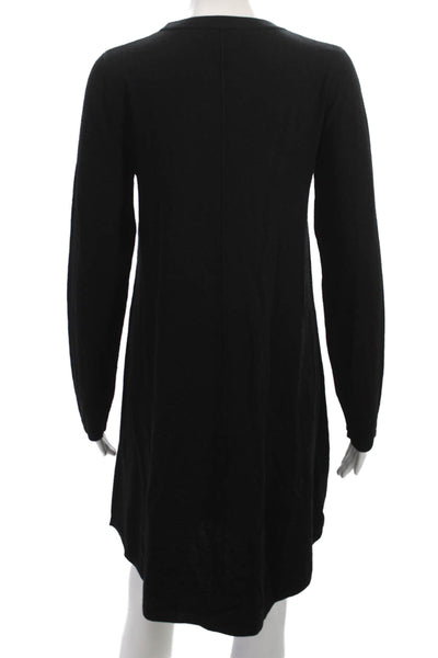 Repeat Womens Sweater Dress Black 100% Merino Crew Neck Long Sleeve Size XL