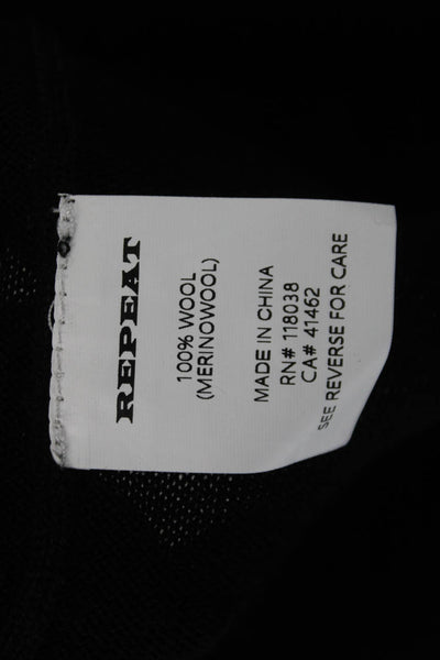 Repeat Womens Sweater Dress Black Merino Wool Crew Neck Long Sleeve Size L