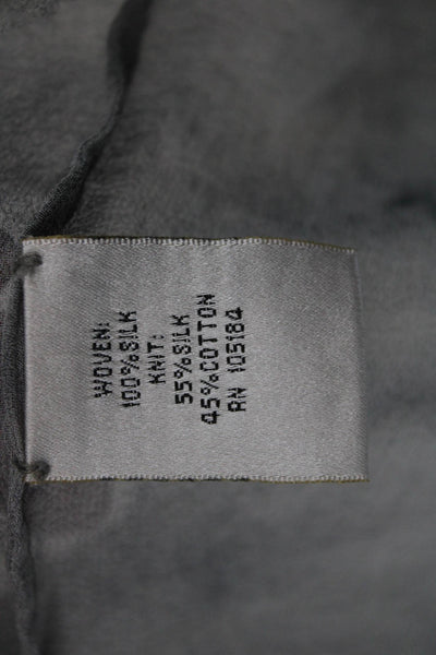 Go By GoSilk Womens Silk Henley Tunic Blouse Gray Long Sleeve Pullover Size L