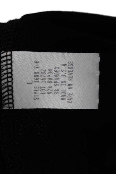 Donna Degnan Womens Basic V-Neck Black T-Shirt Sleeveless Size L