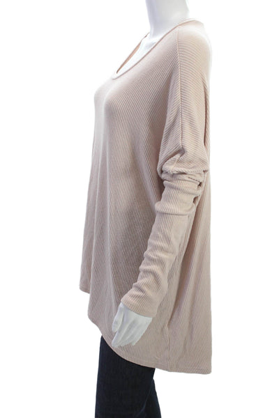 Michael Lauren Womens Tunic T-Shirt Long Sleeve Scoop Neck Beige Size L