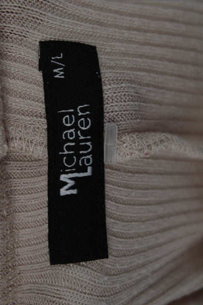 Michael Lauren Womens Tunic T-Shirt Long Sleeve Scoop Neck Beige Size L