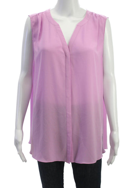 NYDJ Women Basic Sleeveless V-Neck Blouse Purple Button Size XL