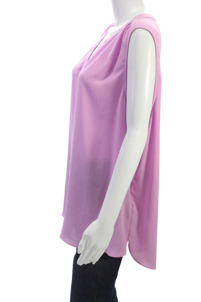NYDJ Women Basic Sleeveless V-Neck Blouse Purple Button Size XL