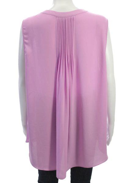 NYDJ Women Basic Sleeveless V-Neck Blouse Purple Button Size XL