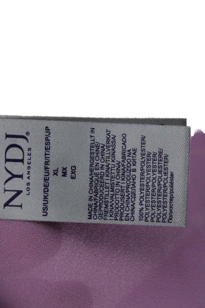 NYDJ Women Basic Sleeveless V-Neck Blouse Purple Button Size XL