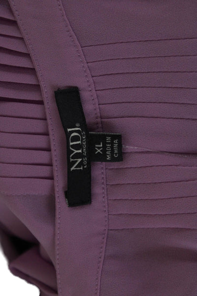 NYDJ Women Basic Sleeveless V-Neck Blouse Purple Button Size XL