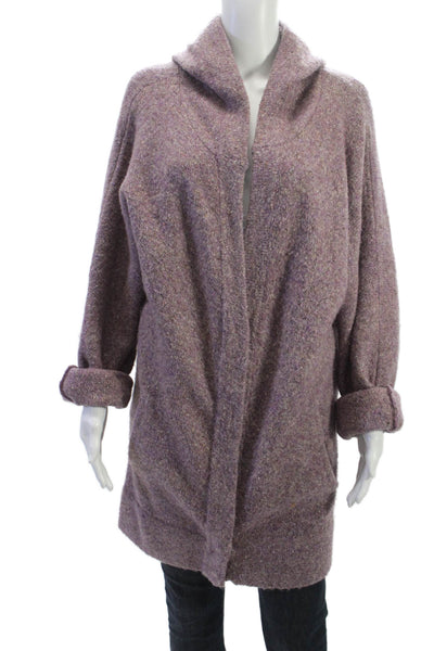 360 Sweater Womens Purple Collared Cardigan Acrylic Long Sleeve Size L