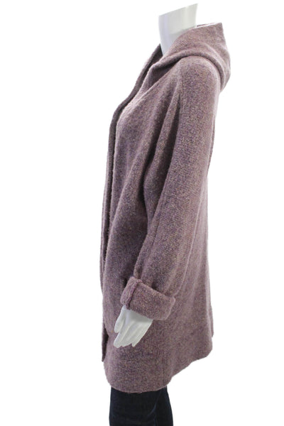 360 Sweater Womens Purple Collared Cardigan Acrylic Long Sleeve Size L