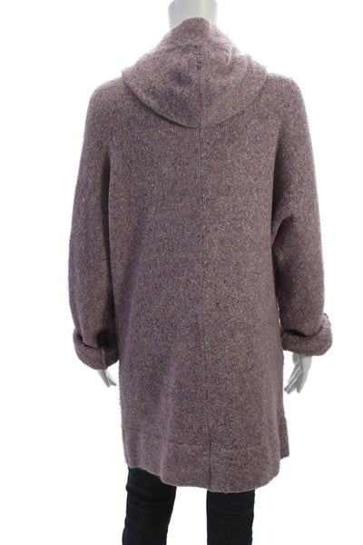 360 Sweater Womens Purple Collared Cardigan Acrylic Long Sleeve Size L