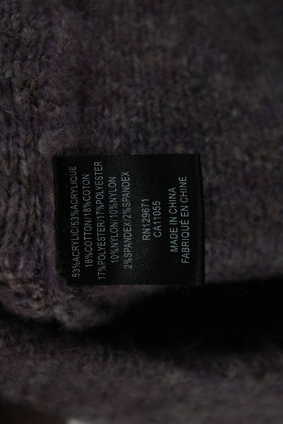 360 Sweater Womens Purple Collared Cardigan Acrylic Long Sleeve Size L