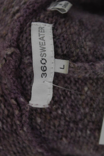 360 Sweater Womens Purple Collared Cardigan Acrylic Long Sleeve Size L