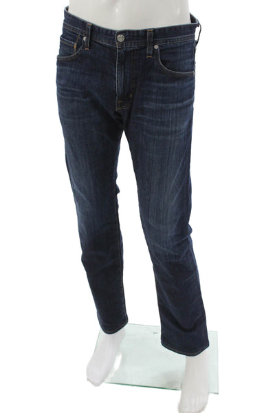 AG Adriano Goldschmied Mens Straight Jeans Blue Cotton Blend Button Size 33