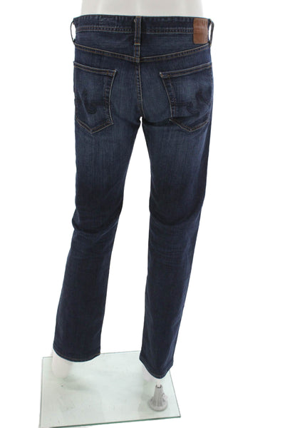 AG Adriano Goldschmied Mens Straight Jeans Blue Cotton Blend Button Size 33