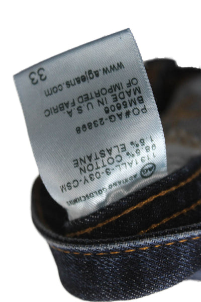 AG Adriano Goldschmied Mens Straight Jeans Blue Cotton Blend Button Size 33