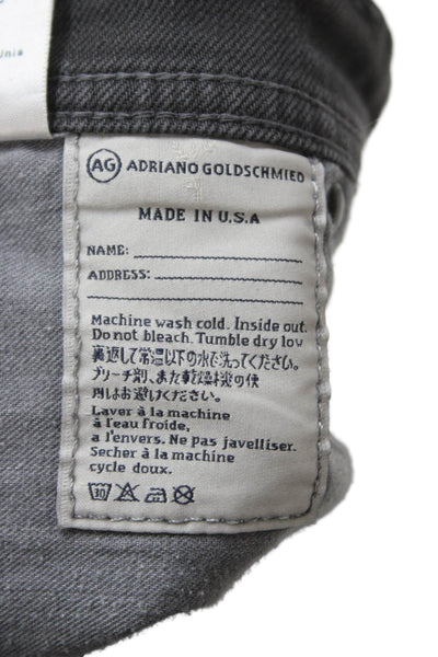 AG Adriano Goldschmied Mens Straight Gray Cotton Blend Jeans Size 33