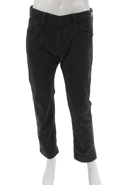 AG Adriano Goldschmied Mens Straight Black Jeans Button Fly Cotton Size 33