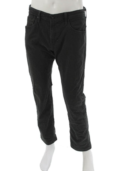 AG Adriano Goldschmied Mens Straight Black Jeans Button Fly Cotton Size 33