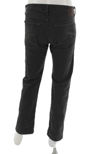 AG Adriano Goldschmied Mens Straight Black Jeans Button Fly Cotton Size 33