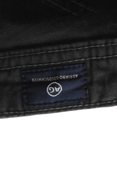 AG Adriano Goldschmied Mens Straight Black Jeans Button Fly Cotton Size 33