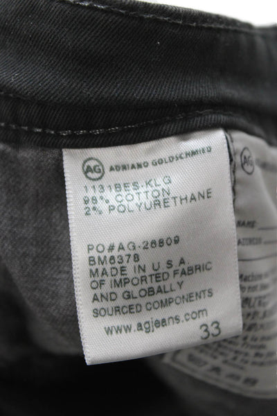 AG Adriano Goldschmied Mens Straight Black Jeans Button Fly Cotton Size 33