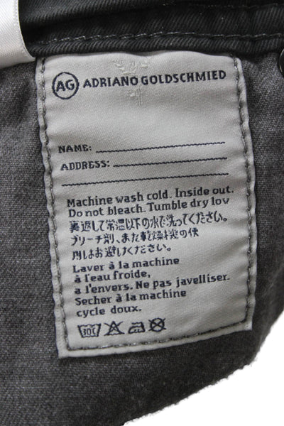 AG Adriano Goldschmied Mens Straight Black Jeans Button Fly Cotton Size 33
