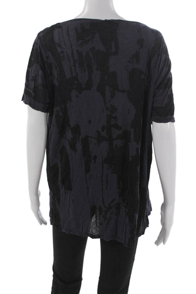 Monrow Womens Abstract Multicolor Scoop Neck Cotton Short Sleeve T-Shirt Size M