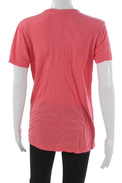 Monrow Women Basic V Neck Pink Short Sleeve T-Shirt Size M