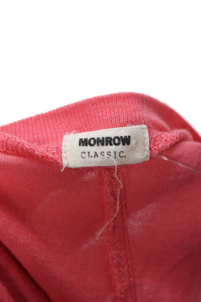 Monrow Women Basic V Neck Pink Short Sleeve T-Shirt Size M
