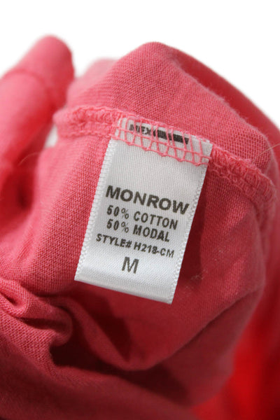 Monrow Women Basic V Neck Pink Short Sleeve T-Shirt Size M