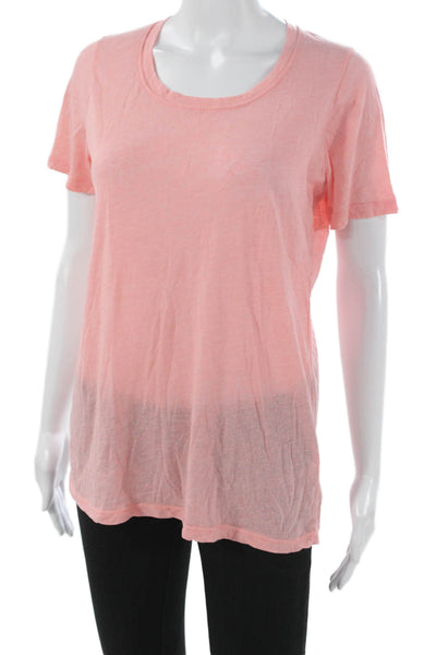 Monrow Womens Basic Pink Scoop Neck Short Sleeve T-Shirt Size M