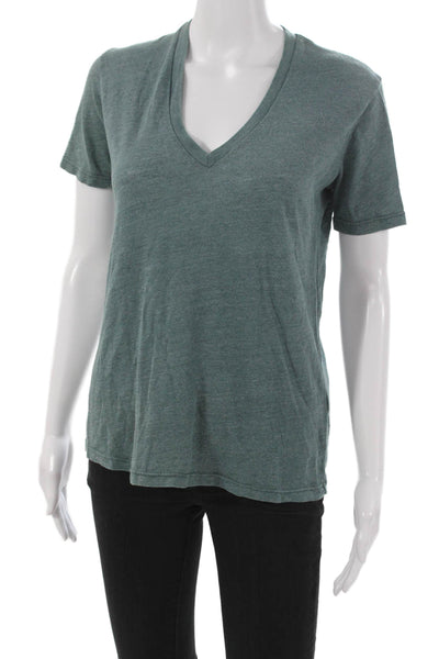 Monrow Women Basic V-Neck Modal Tee Green Short Sleeve Pullover Size S